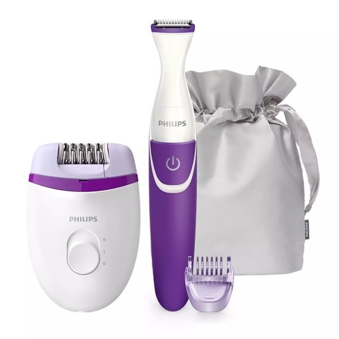 Buy Philips Satinelle Essential Corded Compact Epilator Plus Bikini  Trimmer, BRP505/00 Online - Shop Beauty & Personal Care on Carrefour UAE