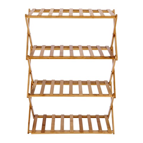 Royalford 4-Layer Bamboo Shoe Rack, RF10413, 100% Natural Bamboo, Eco-Friendly, Collapsible Design, Easy To Store &amp; Carry, Multifunctional Shoe Shelf, Free Standing Shoe Organizer