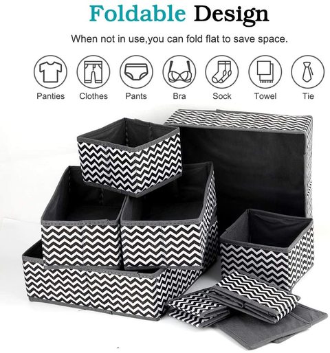 6 Pack Foldable Cloth Storage Box Closet Underwear Organizer