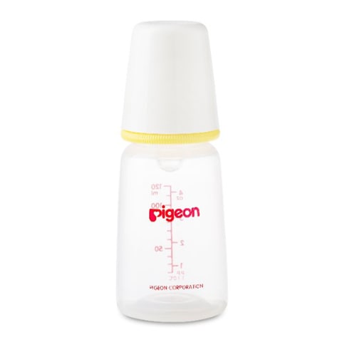 Pigeon peristaltic nipple plastic feeding bottle slim neck white cap 120 ml
