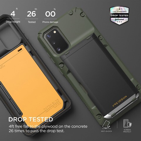 VRS Design Damda Glide PRO Samsung Galaxy S20 cover/case [Semi Automatic] slider door Credit card holder Slot wallet [4 cards] - Green