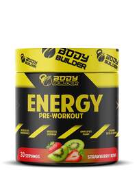 Body Builder Energy Pre Workout Plus BCAA, Strawberry Kiwi Flavor, 30 Servings