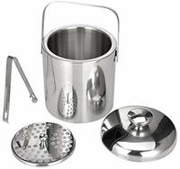 Aiwanto Large Ice Bucket for Cold Drinks with Lid and Clamp, Double-layer Stainless Steel Ice Bucket Kit for Keep Freeze Beer or Other Beverages Gift Suitable For Partie