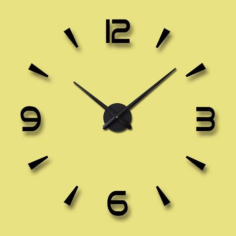 LINGWEI 3D DIY Wall Clock Mute Wall Stickers Clock Mirror Stickers Large Wall Clock Acrylic Clock Mirror Wall Stickers Clock Home Decor Black 60x60cm 12S021