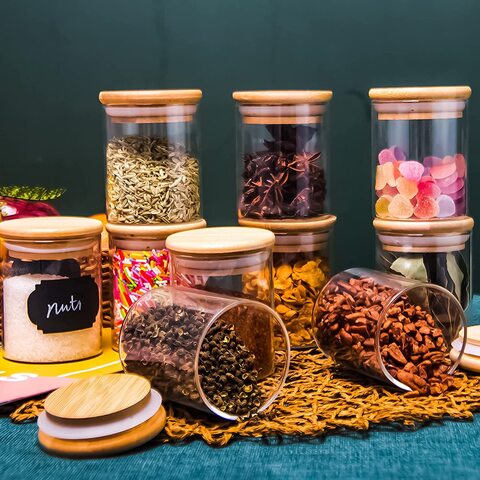 Small glass storage jars sales with lids