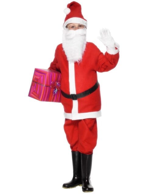 Santa Boy Costume W/ Jacket Trousers Hat & Belt Red Small