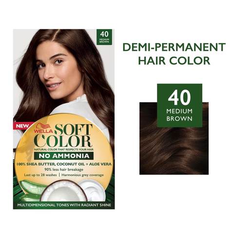 Buy Wella No Ammonia Soft Hair Colour Kit 40 Medium Brown Online - Shop  Beauty & Personal Care on Carrefour UAE
