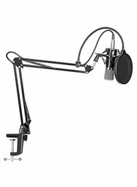 Generic Condenser Microphone With Suspension Scissor Arm Stand And Shock Mount Clamp Kit 1834700252 Black