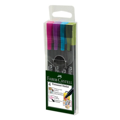 Buy Faber-Castell Slim Bullet Tip Permanent Markers Multicolour 4 PCS Online  - Shop Stationery & School Supplies on Carrefour UAE