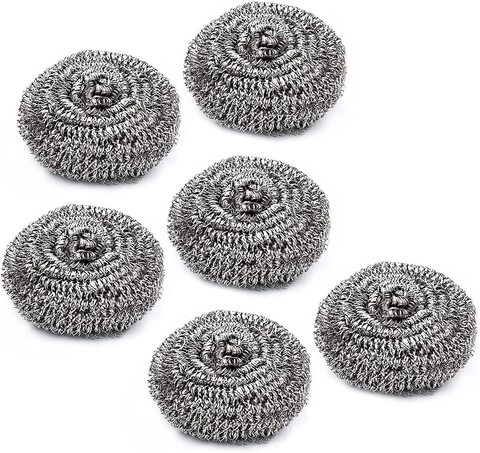 6pcs Stainless Steel Sponge Scourer, Kitchen Pot Pan Cleaning Tool, Dish  Wash Scrubber Pad, Steel Wool Ball For Utensil & Dish Cleaning