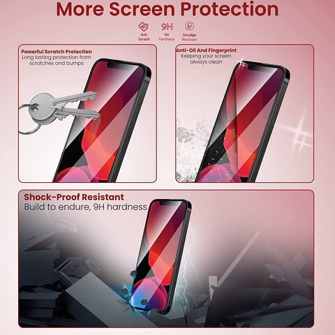 Moxedo Glass Screen Protector Compatible For iPhone 13 Pro 6.1 inch Ultra HD Clear Glass Screen Protector With Easy Installation Frame 3Pack
