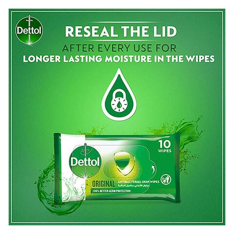 Dettol Original Antibacterial Skin Wipes , Pack of 10 Water Wipes