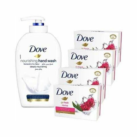 اشتري Dove Go Fresh Revive Soap 135g x4 With Handwash 220ml في الامارات