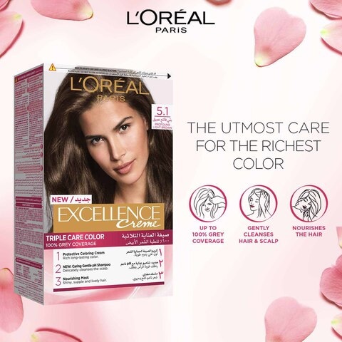 Buy L'Oreal Paris Excellence Creme Triple Care Permanent Hair Colour   Profound Light Brown Online - Shop Beauty & Personal Care on Carrefour UAE
