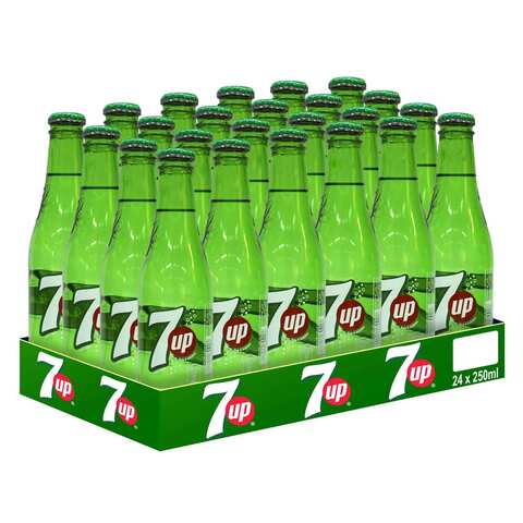 Buy 7UP, Carbonated Soft Drink, Glass Bottle, 250ml x 24 in Saudi Arabia