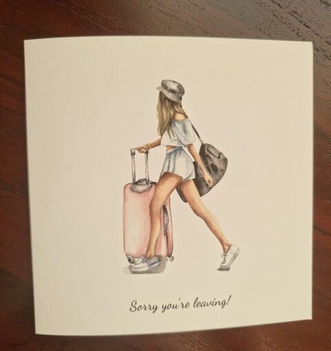Sorry you&#39;re leaving - Girl with pink suitcase