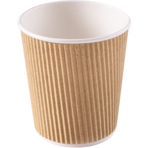 10 Pieces Disposable Kraft Ripple Coffee Cups Brown Without Lid 4 Oz ...