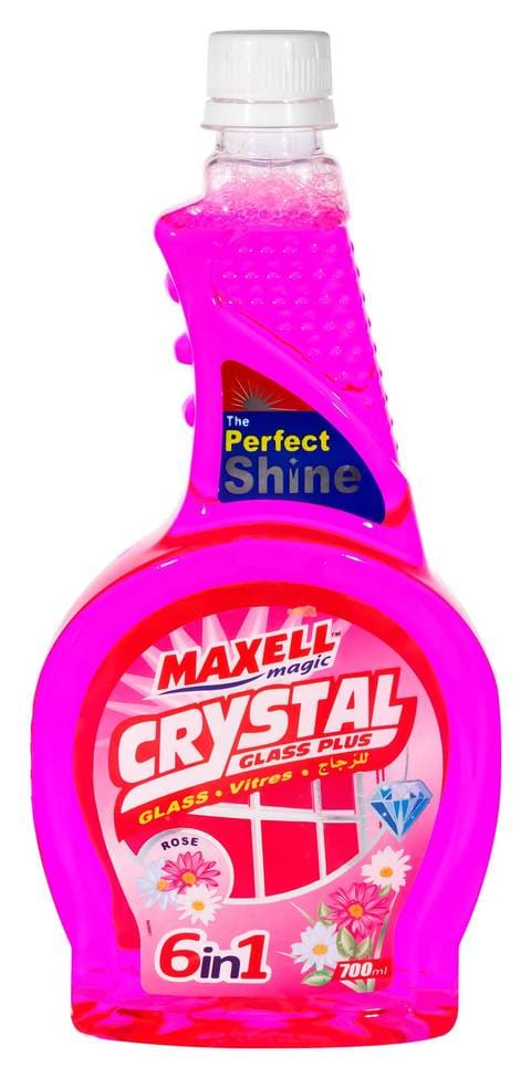 Maxell Magic Crystal Liquid Glass and Window Cleaner with Rose Scent Refill Bottle - 700 ml