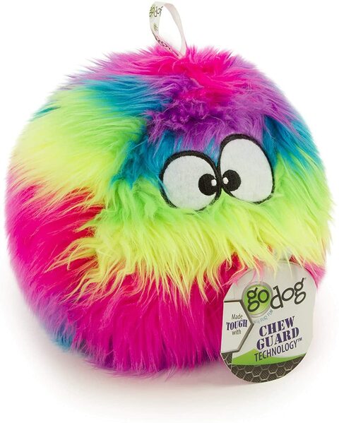 اشتري Godog Furballz With Chew Guard Technology Durable Plush Squeaker Dog Toy, Rainbow, Large في الامارات