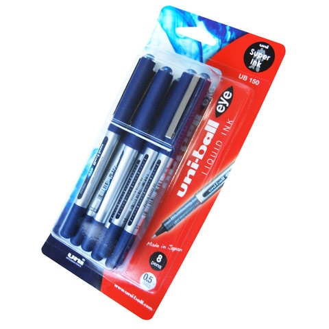 Uni-Ball Eye Micro Tip 0.5mm Rollerball Pen Blue Pack of 8