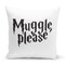 Loud Universe - Muggle Please White Throw Pillow with Stuffing Harry Potter Quote Cool Kids Theme Home Office Decorative Pillow 16x16 inch