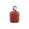 Generic - Apple AirPods Leather Case Protective Shell with Hook Keychain for Charging Case - Red