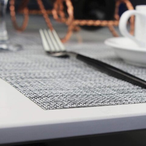 Set of 4 Durable Non-Slip, Heat Insulation &amp; Stain Resistant Washable Kitchen Table Mats for Dining Table (Grey)