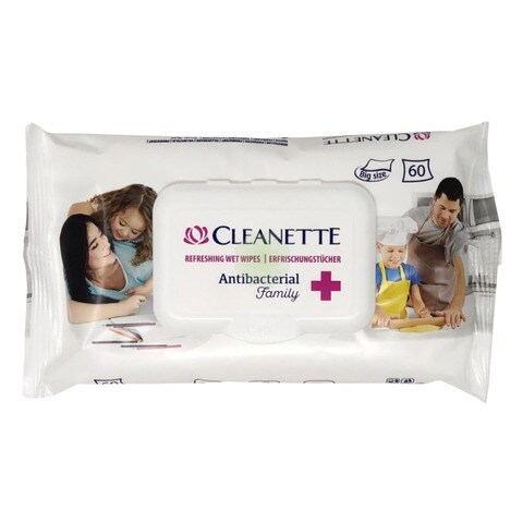 Cleanette Wipes Antibacterial 60 Pieces