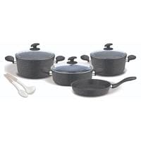 Home Maker Granite Cookware Set Grey And White 9 PCS