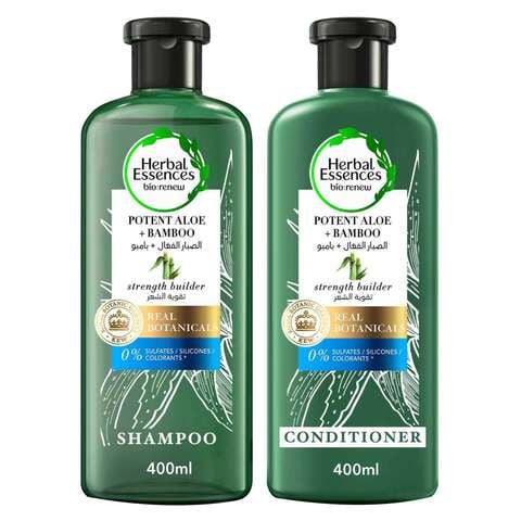 Buy Herbal Essences Sulfate Free Potent Aloe + Bamboo Shampoo  Conditioner for Dry Hair And Frizzy Hair 400ml in UAE