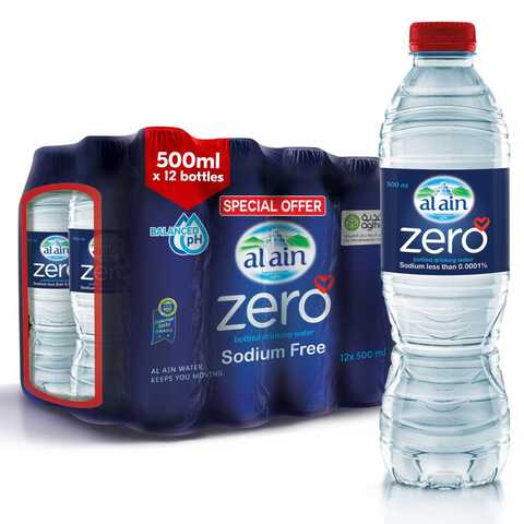 Buy Al Ain Zero Bottled Drinking Water 500ml Pack of 12 in UAE