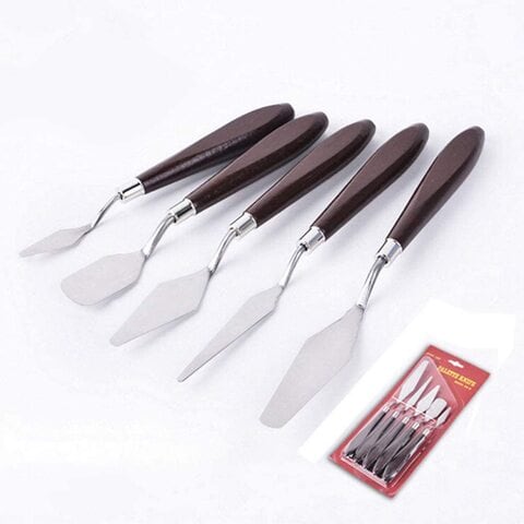 Generic Metermall 5Pcs/Set Stainless Iron Oil Painting Scraper Supplies Oil Painting Shovel Palette Knife