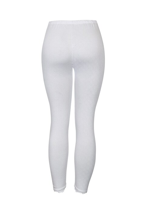 3 - Pieces Full Length inner Leggings perforated Cotton 100% with Elasticized Waistband Women white M