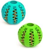 اشتري Hotsuae Dog Toy Ball, Nontoxic Bite Resistant Toy Ball For Pet Dogs Puppy Cat, Dog Pet Food Treat Feeder Chew Tooth Cleaning Ball Exercise Game Iq Training Ball 7Cm, (Pack Of 1), Assorted في الامارات