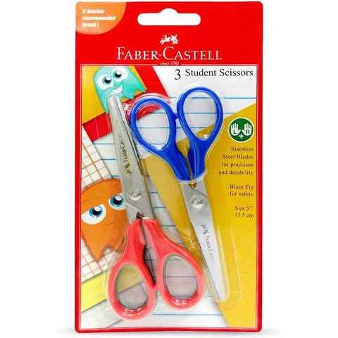 Faber-Castell Student Scissors Multicolour 5inch 3 PCS