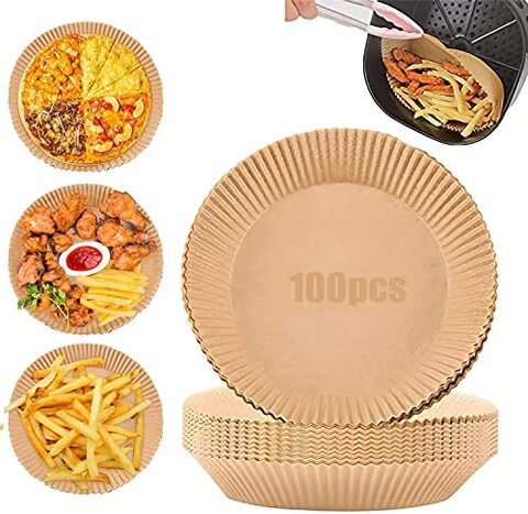 Generic 100Pcs Air Fryer Disposable Paper Liner, Baking Paper For Air Fryer Oil-Proof, Water-Proof, Food-Grade Parchment For Baking Roasting Microwave(100Pcs-6.3 Inch)