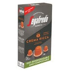 Buy Segafredo Zanetti Crema Ricca Nespresso Compatible Coffee Capsules 5.1g, Pack of 10 in Saudi Arabia
