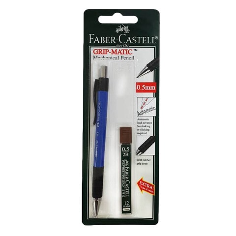 Faber-Castell Grip-Matic 1318 Mechanical Pencil with 12 2B Leads Multicolour 0.5mm