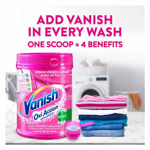 Vanish Oxi Action Multi Power Fabric Powder Stain Remover with Scoop, Ideal for Use in the Washing Machine, 1Kg