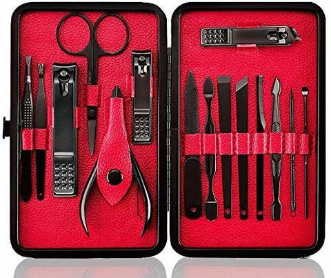 اشتري Aiwanto Nail Clipper Set 15 in 1 Nail file Swing Out Nail Cleaner File Popular Gifts For Men  Women Best Nail Care For Manicure Pedicure Home  Travel Manicure Set - Red في الامارات