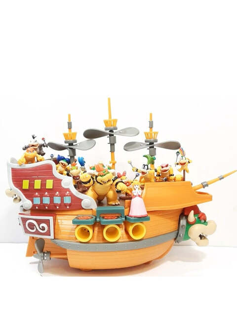Nintendo Super Mario Deluxe Bowser Airship Playset with 5 Figures and 4 Accessories Batteries Included