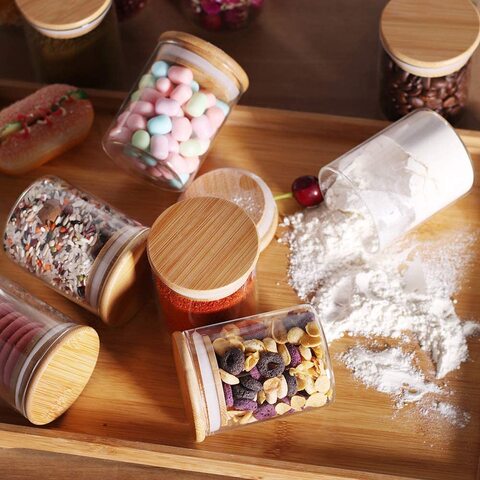 Small glass storage store jars with lids