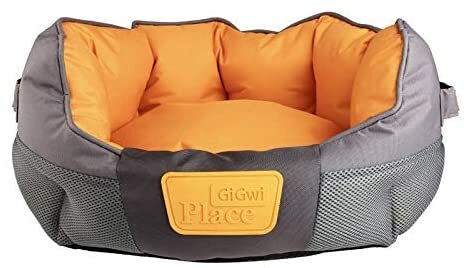 Pet Shop Dragon Mart Dog Bed Cat Bed Washable Easy Cleaning Gigwi Place Soft Bed Canvas Tpr Gray &amp;amp; Orange S 35 x 35 x 23cm