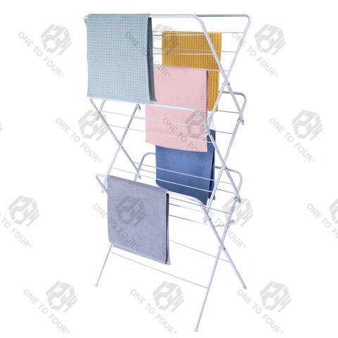 ONE TO FOUR Foldable Clothes Drying Laundry Rack, 3-Tier Hang Clothes Towel Laundry Dryer For Indoor, Outdoor, White