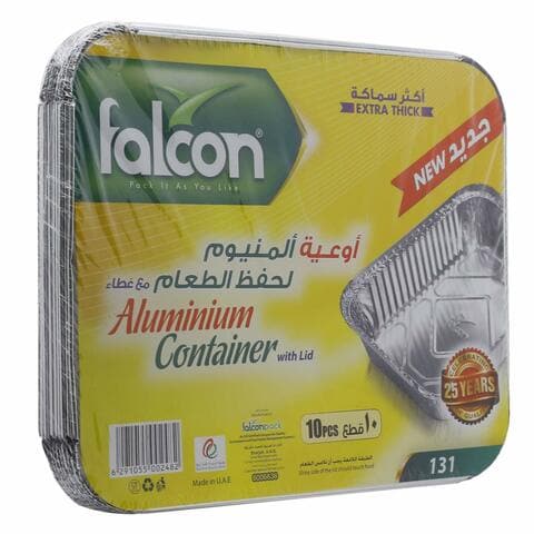 Falcon Rectangle Aluminium Container With Lid Silver 3.25L 10 PCS