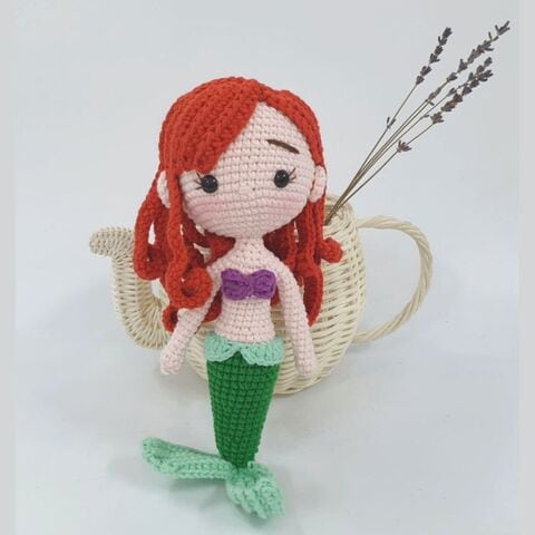 Buy Handmade Natural Cotton Crochet Mermaid Toy Doll for Baby Friend ...