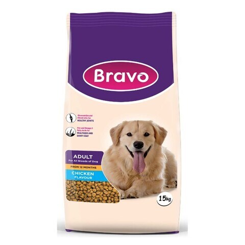 Buy Bravo Chicken Flavour Adult Dog Food 15Kg Online Carrefour Kenya