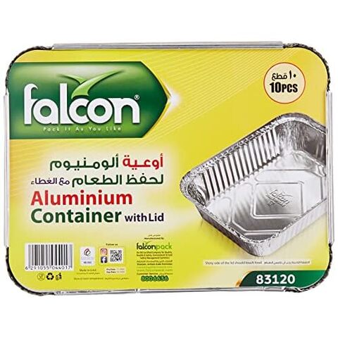 Falcon Aluminium Container With Lid 83120-10 Piece - 1050 CCs