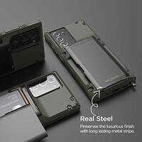 VRS Design Damda Glide PRO designed for Samsung Galaxy Note 20 ULTRA case cover wallet [Semi Automatic] slider Credit card holder Slot [3-4 cards] - Green