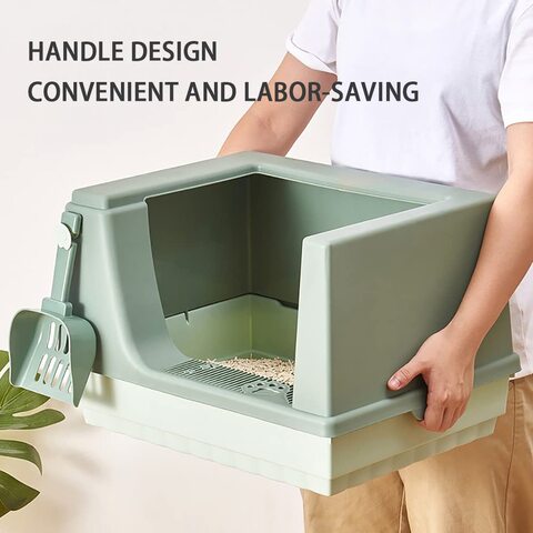Buy Large Cat Litter Box, Removable Semi-Closed High Sided Cat Litter Tray  Box With Litter Cleaning Scoop, For Cats And Small Dogs, Splash Proof, Easy  To Clean And Assemble (Purple) Online -